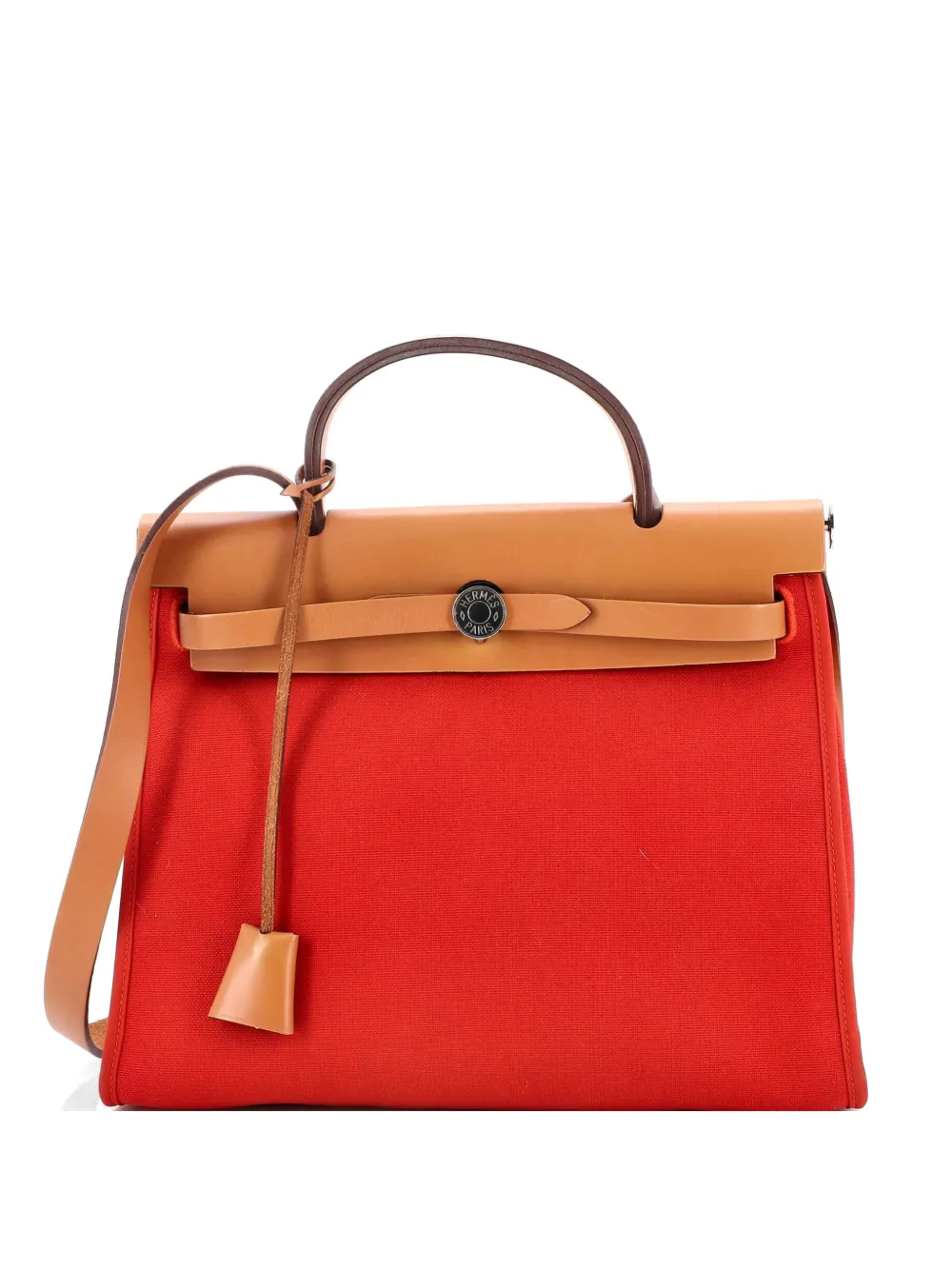 Hermès Pre-Owned Herbag Zip Leather and Toile 31 shoulder bag - Marrone