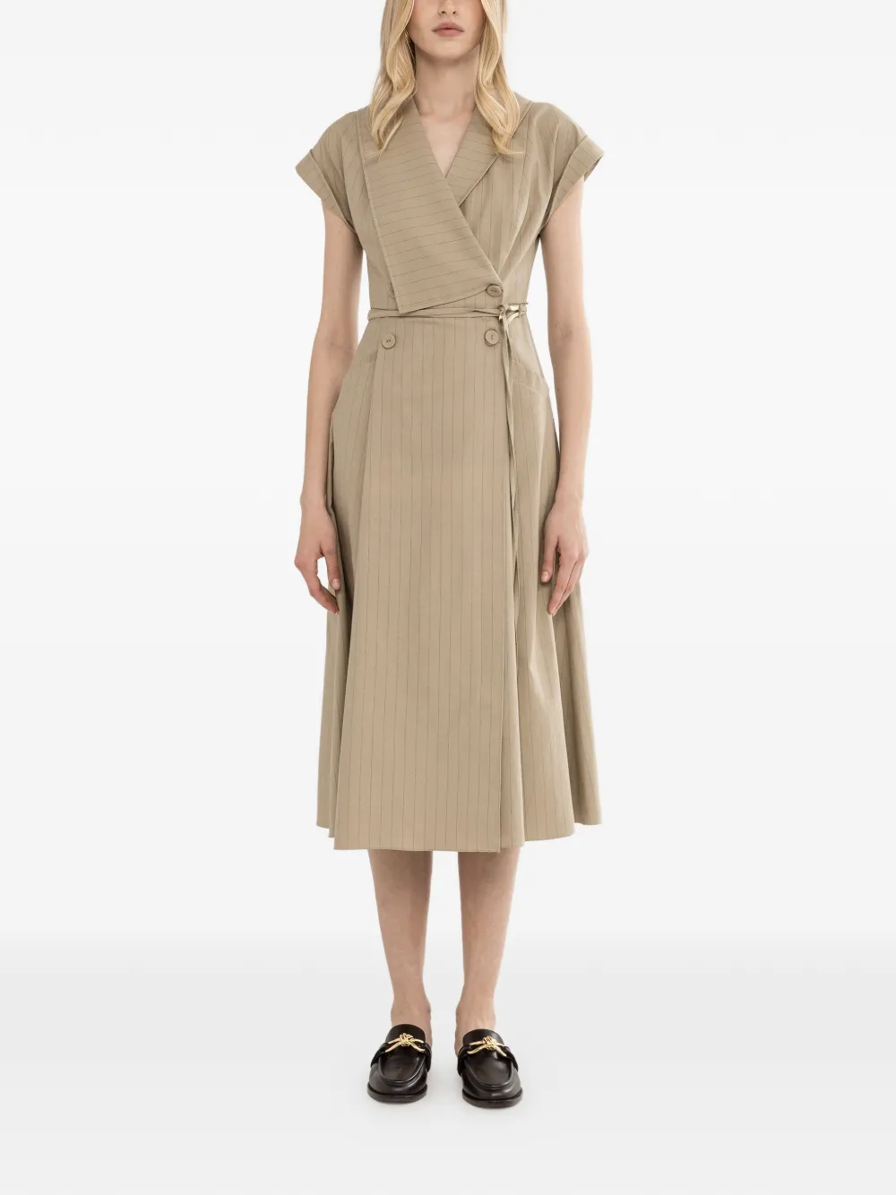 NISSA Gestreepte midi-jurk Beige