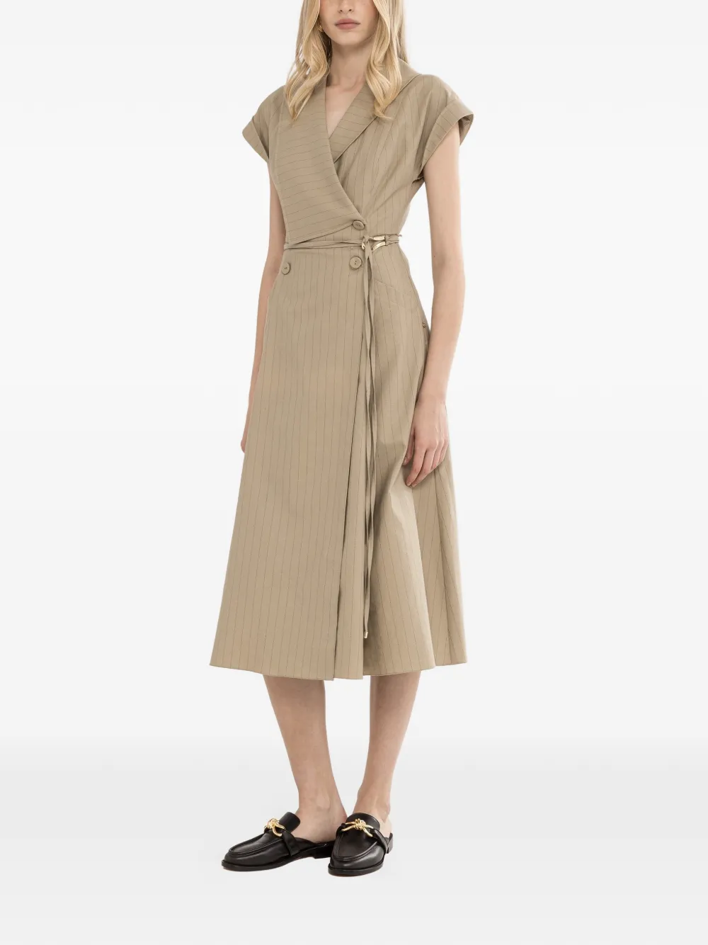 NISSA Gestreepte midi-jurk Beige
