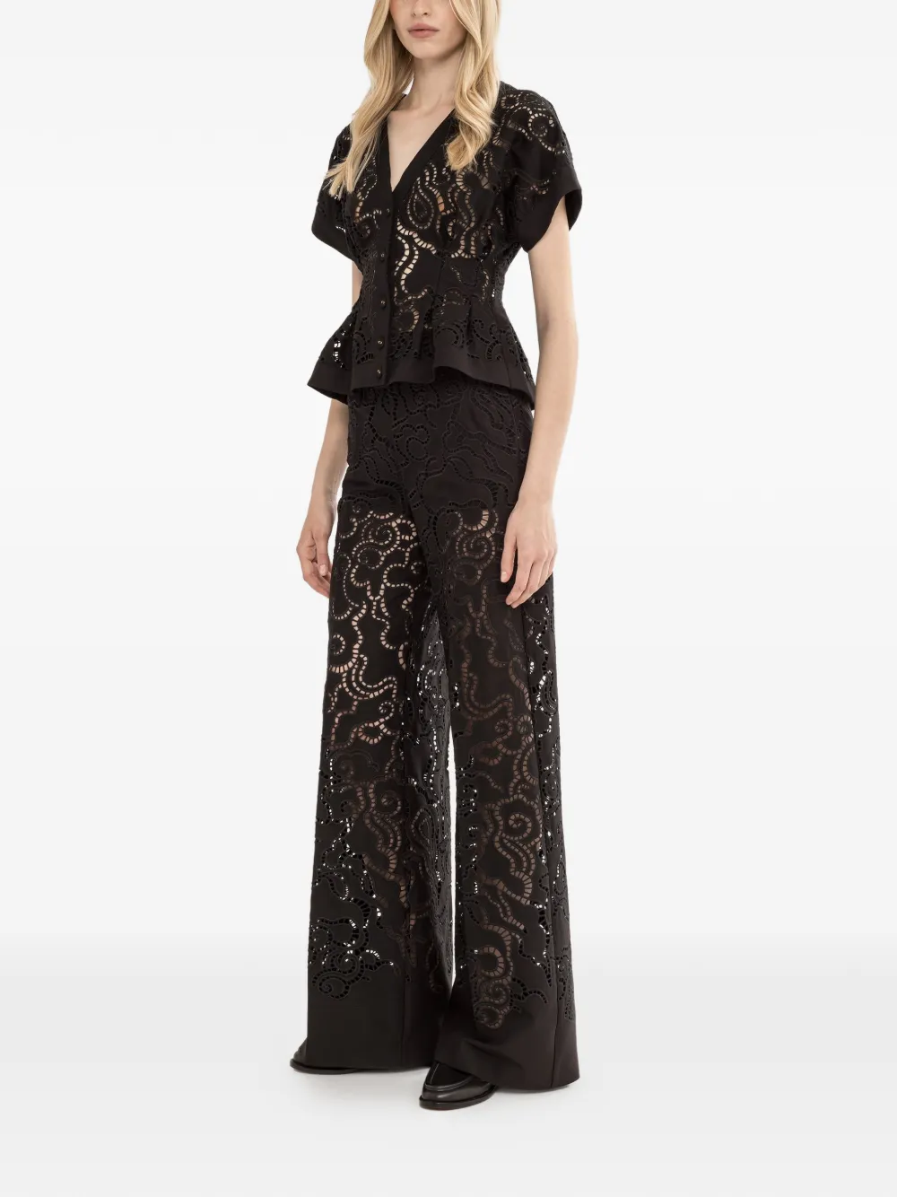  Nissa Floral-embroidered Jacket - Black 
