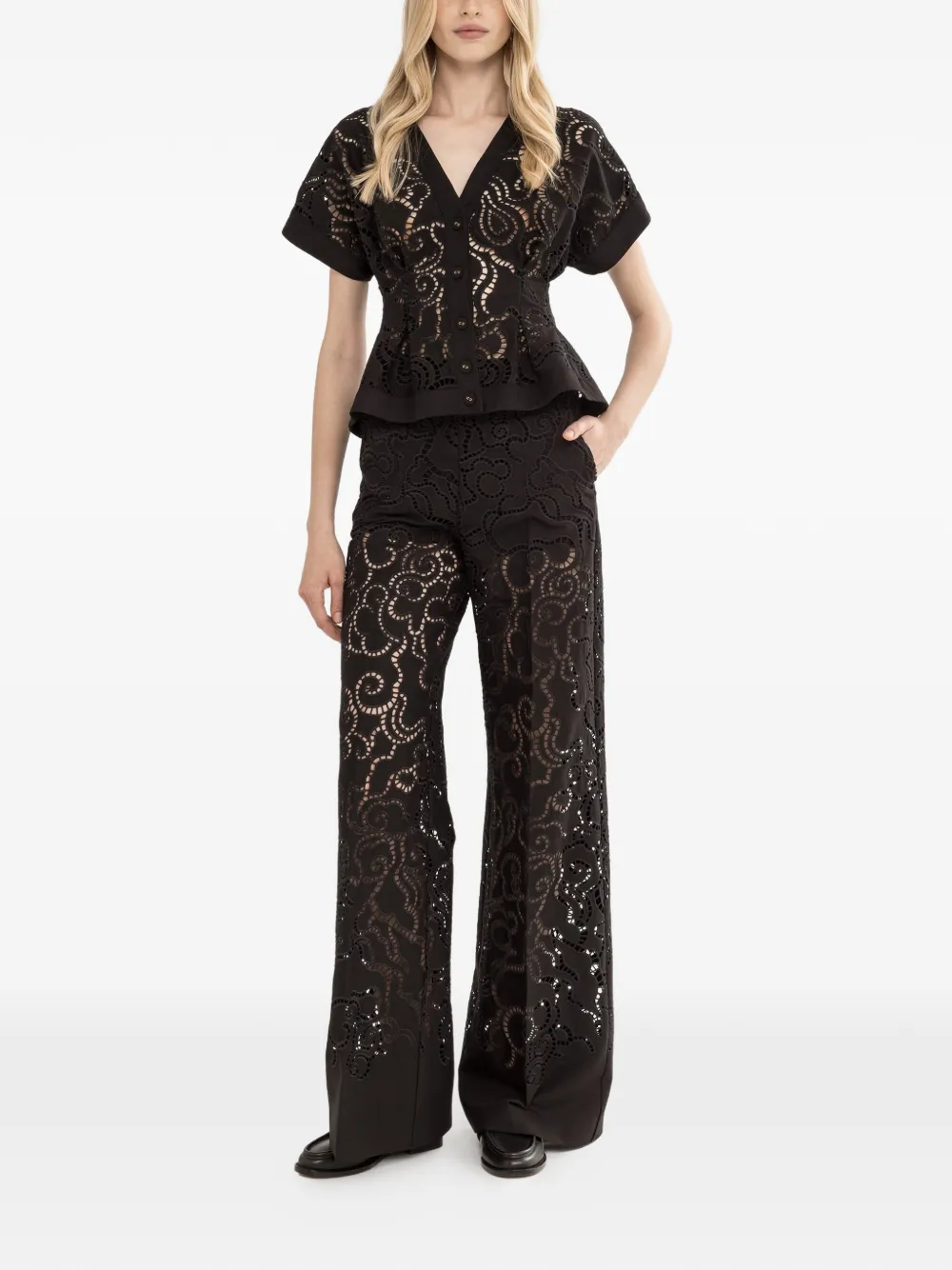  Nissa Floral-embroidered Jacket - Black 