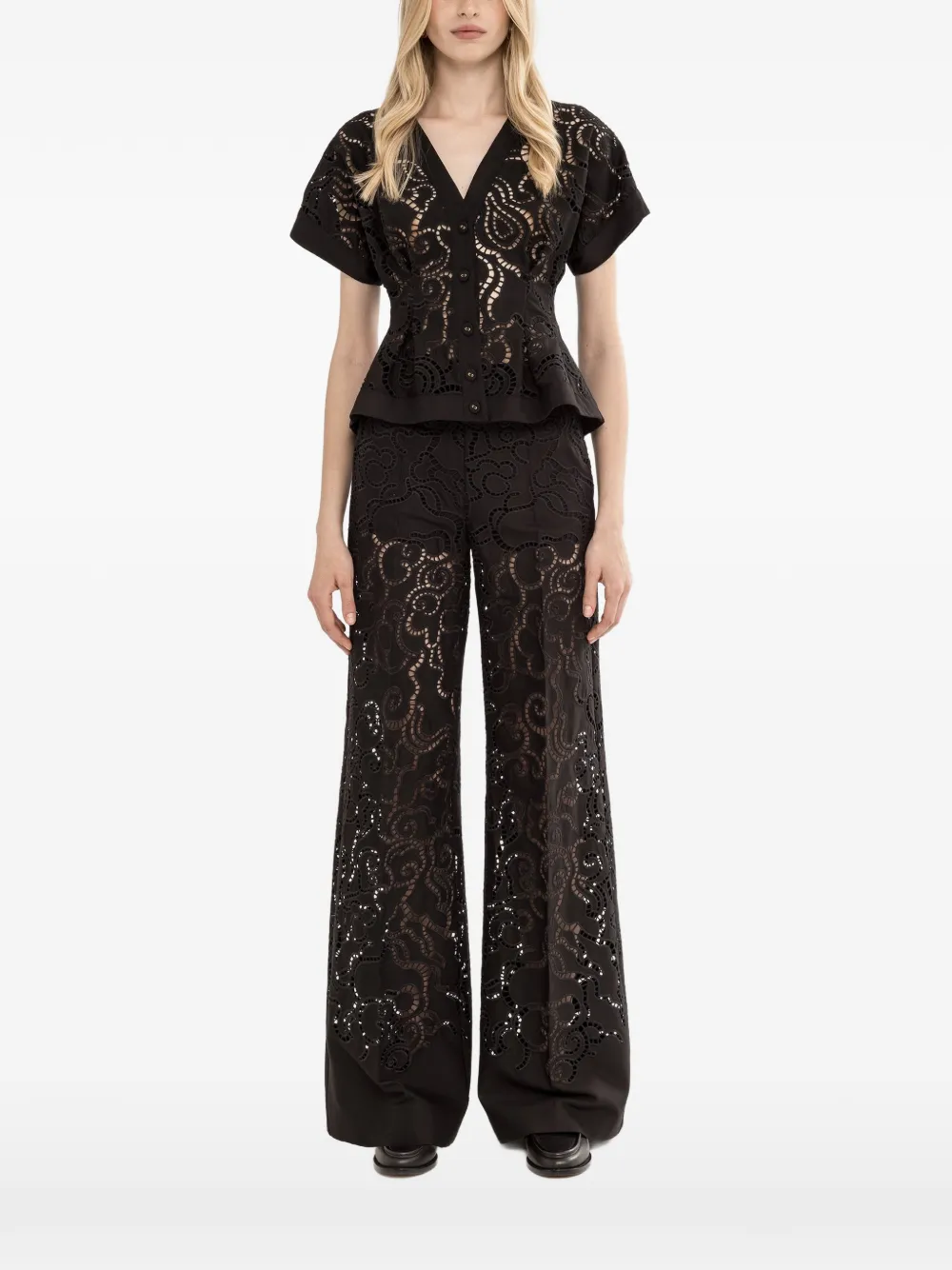 NISSA floral-embroidered jacket - Nero