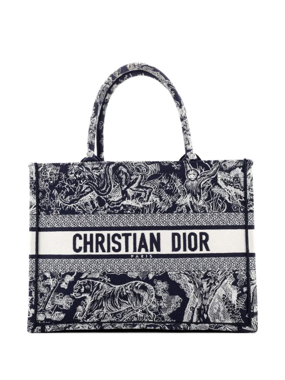 Christian Dior Pre-Owned Book Embroidered Canvas Medium tote bag - Blu