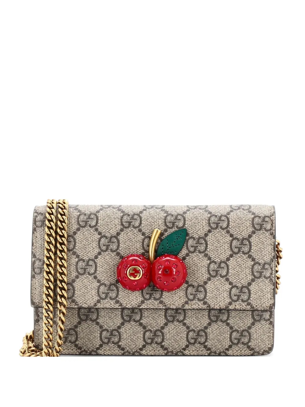 Gucci Pre-Owned Cherries Wallet on Chain GG Coated Canvas Mini crossbody bag - Brown