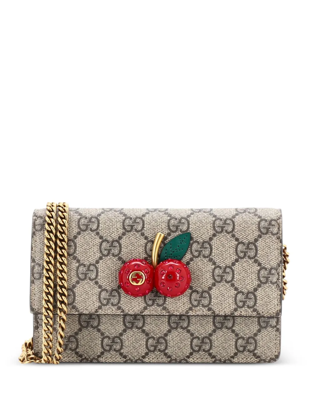 Gucci Pre-Owned Cherries Wallet on Chain GG Coated Canvas Mini crossbody bag - Brown