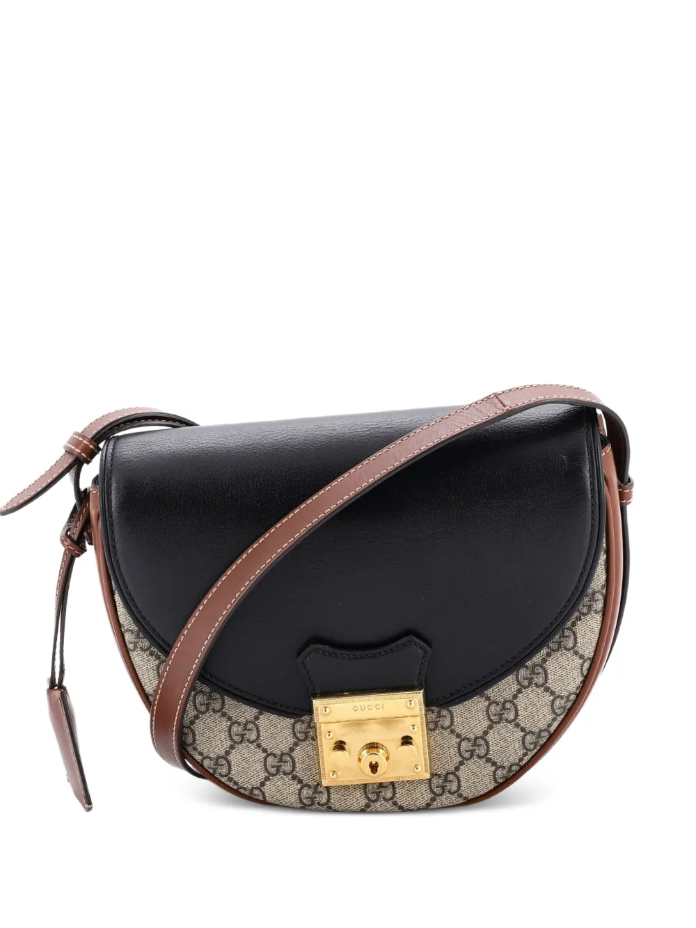 Gucci Pre-Owned Padlock Saddle Shoulder Bag GG Coated Canvas and Leather Medium crossbody bag - Marrone