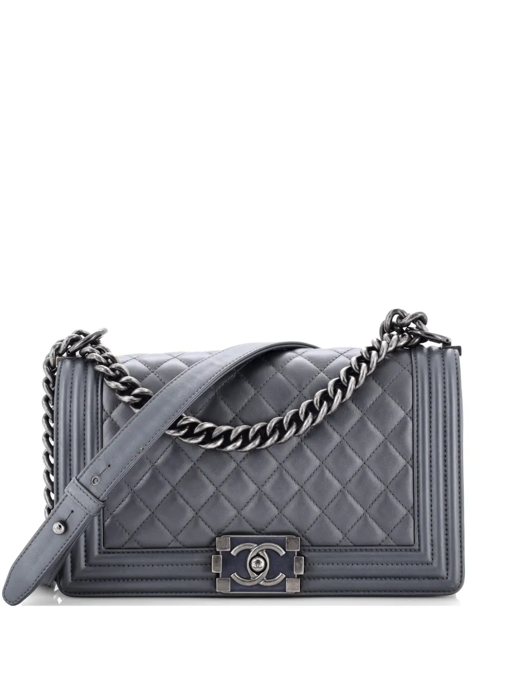 CHANEL Pre-Owned Boy Flap Bag Quilted Metallic Calfskin Old Medium shoulder bag - Grigio