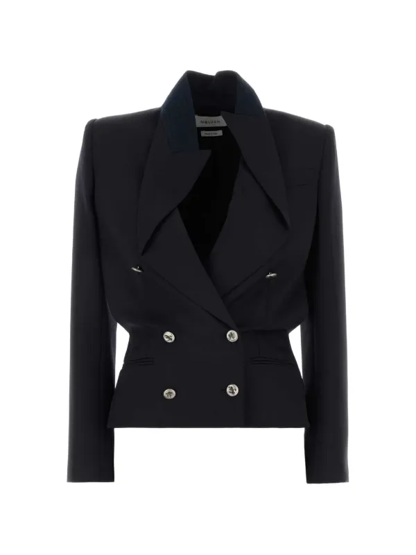 Alexander McQueen Double-breasted Peaked-lapel Jacket in Black