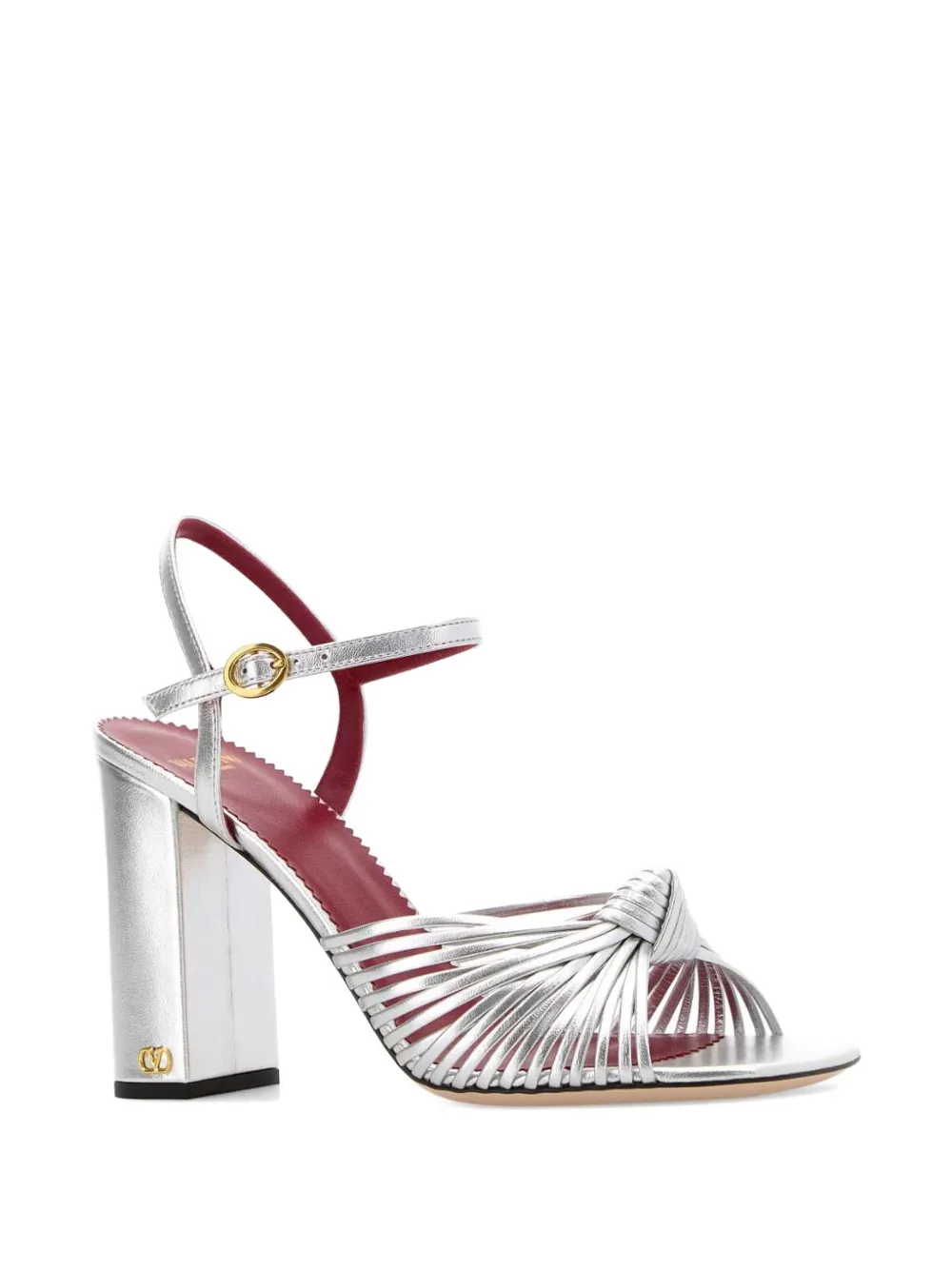 Valentino Garavani leather knotted heeled sandals Zilver