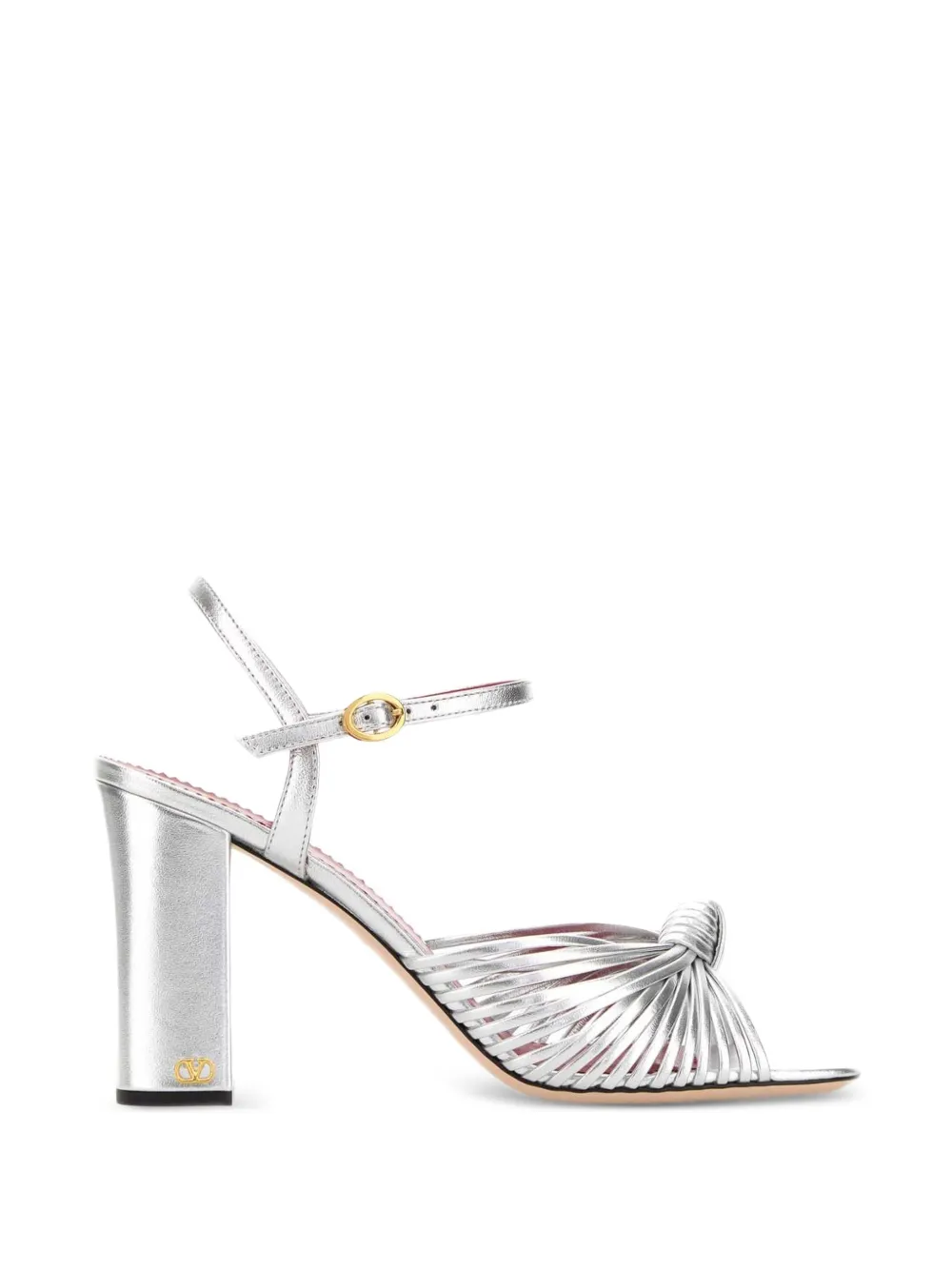 Valentino Garavani leather knotted heeled sandals Zilver