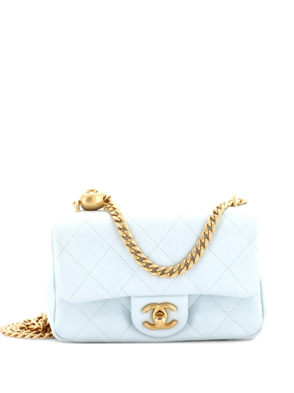 CHANEL Pre-Owned Sweet Heart Chain Flap Bag Quilted Caviar Mini crossbody bag - Blu