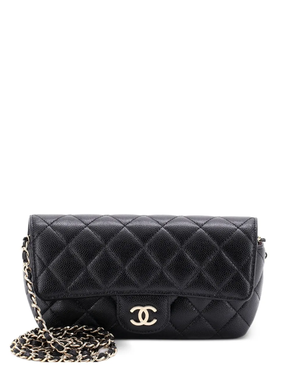 CHANEL Pre-Owned Classic Sunglasses Case with Chain Quilted Caviar clutch bag - Nero