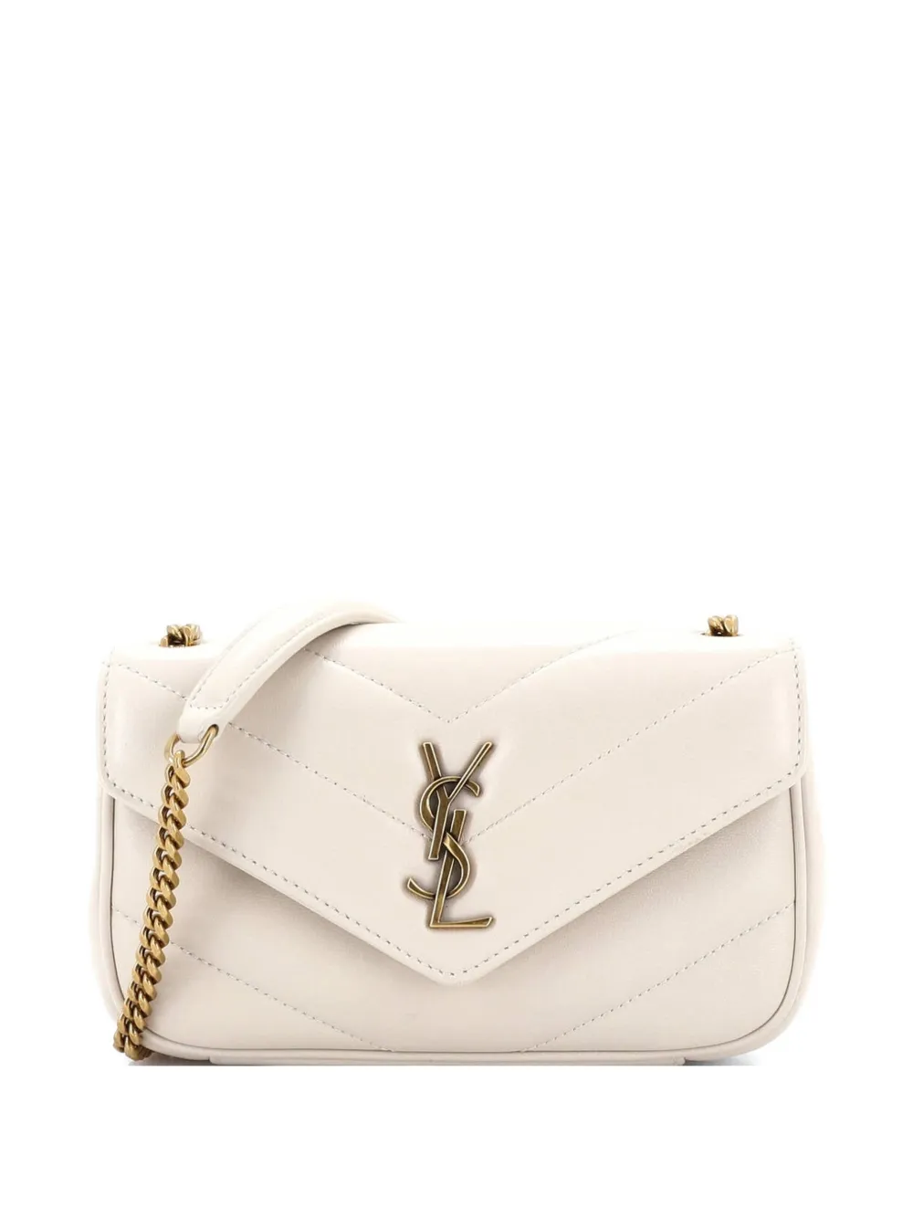Saint Laurent Pre-Owned Loulou NM Matelasse Chevron Leather Mini shoulder bag - Weiß