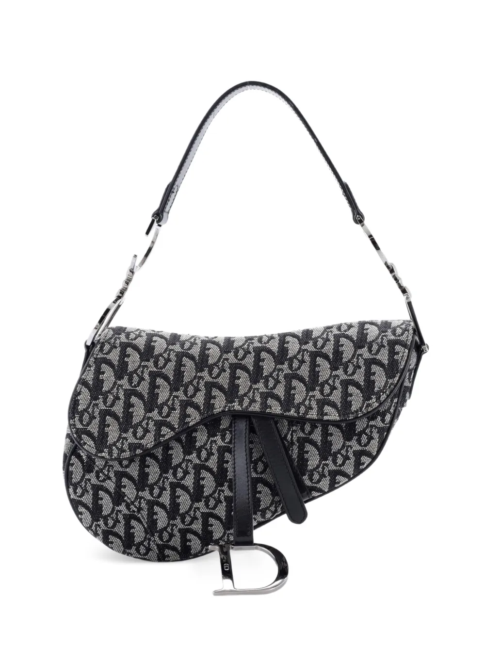 Christian Dior Pre-Owned Vintage Saddle Bag Diorissimo Canvas Medium shoulder bag - Black