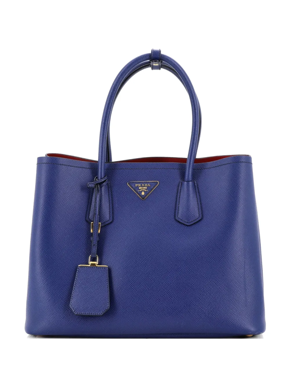 Prada Pre-Owned Cuir Double Saffiano Leather Medium tote bag - Blu