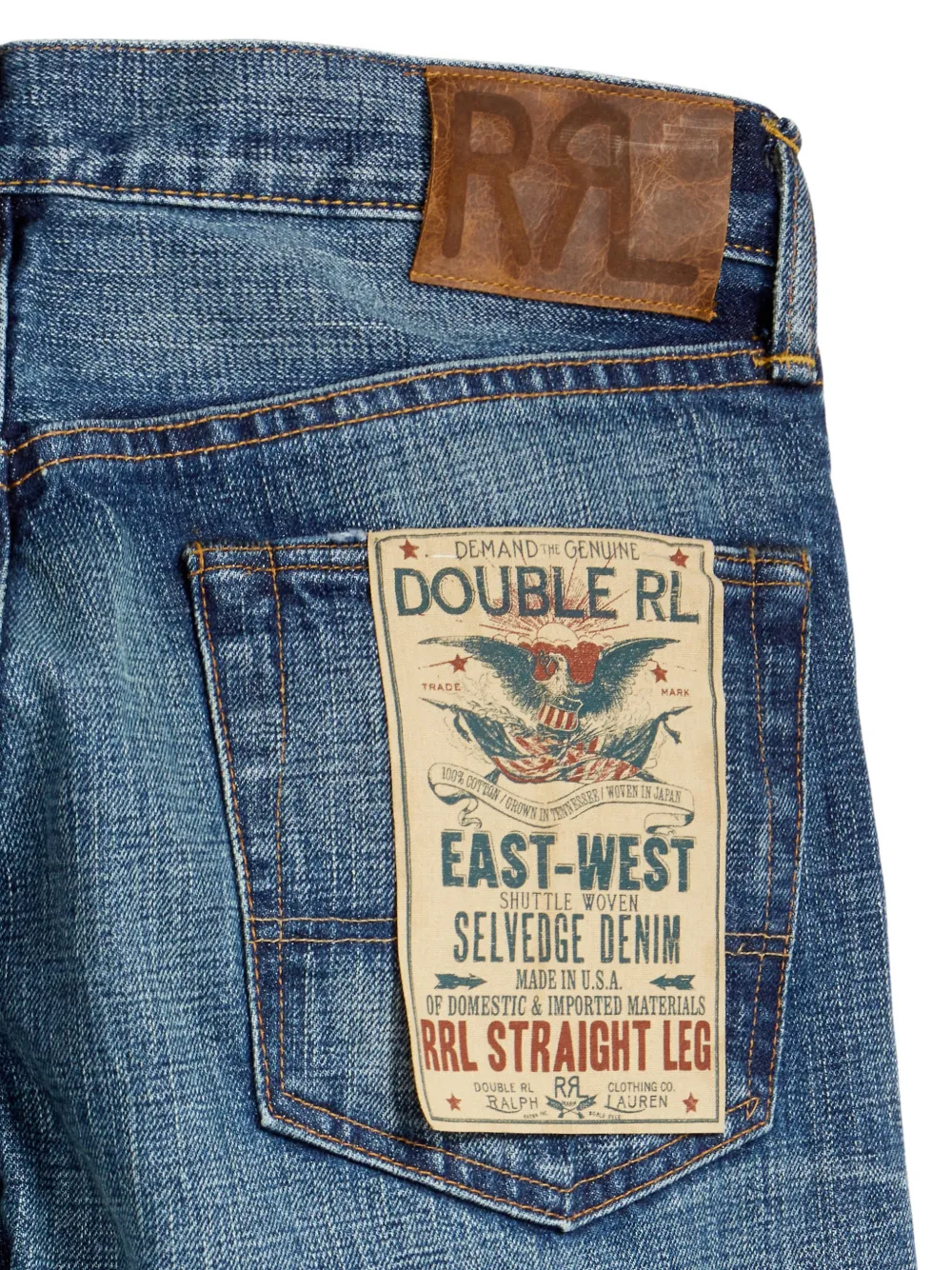 Ralph Lauren RRL Hillsview RRL straight selvedge jeans Blauw