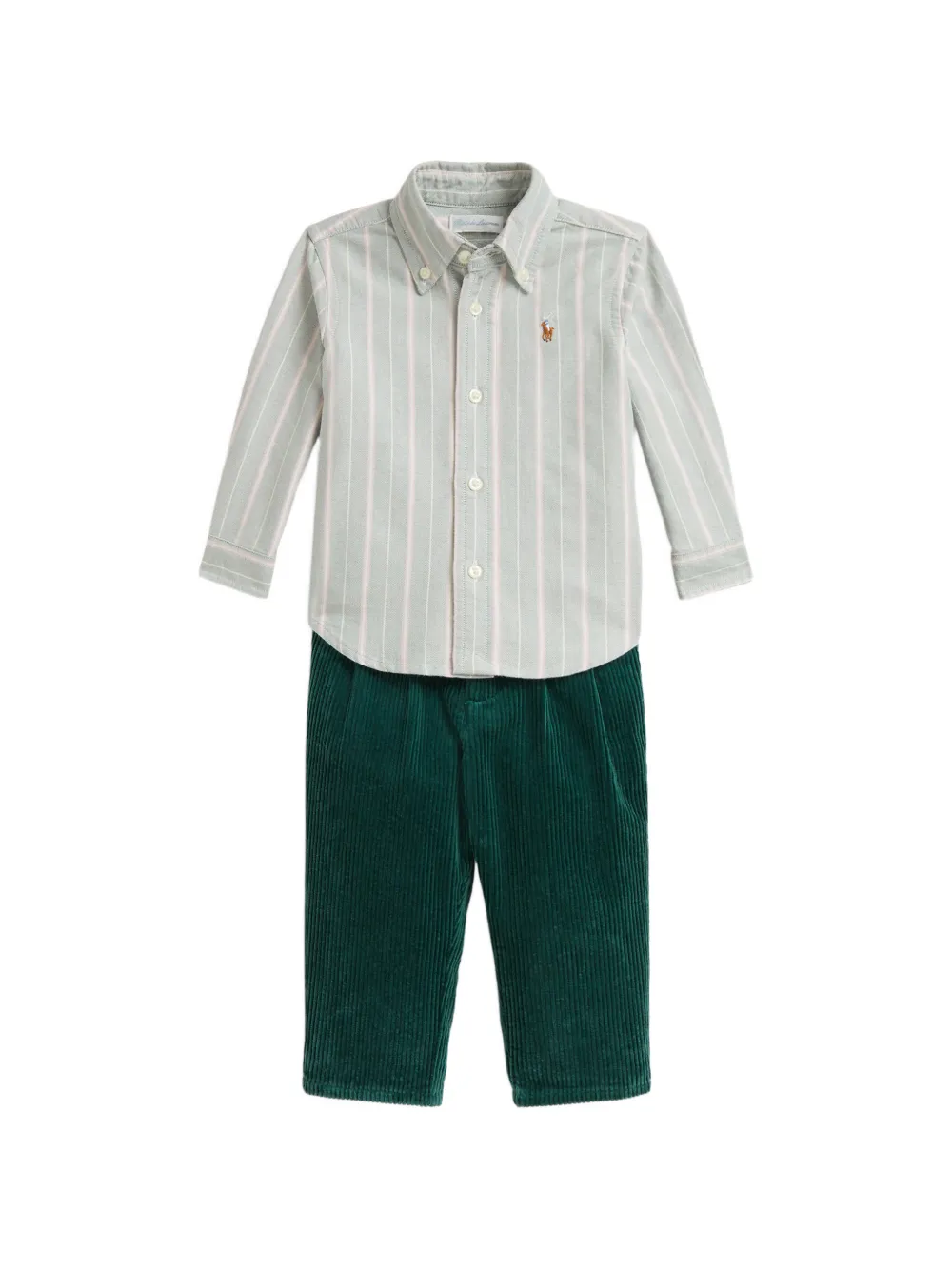 POLO RALPH LAUREN KIDS Oxford katoenen shirt en ribfluwelen broek Groen