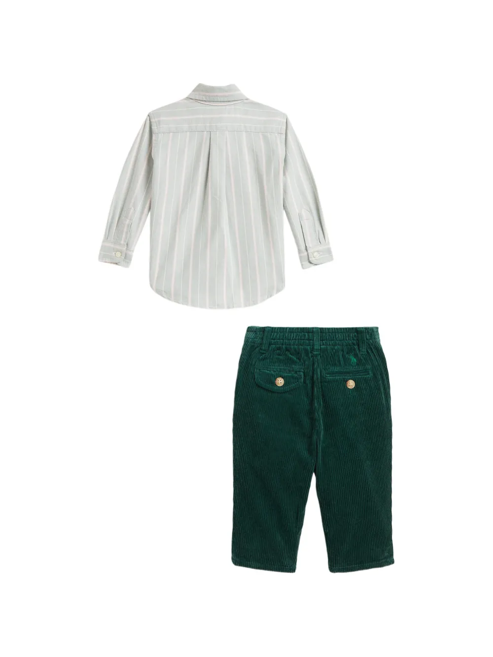 POLO RALPH LAUREN KIDS Oxford katoenen shirt en ribfluwelen broek Groen