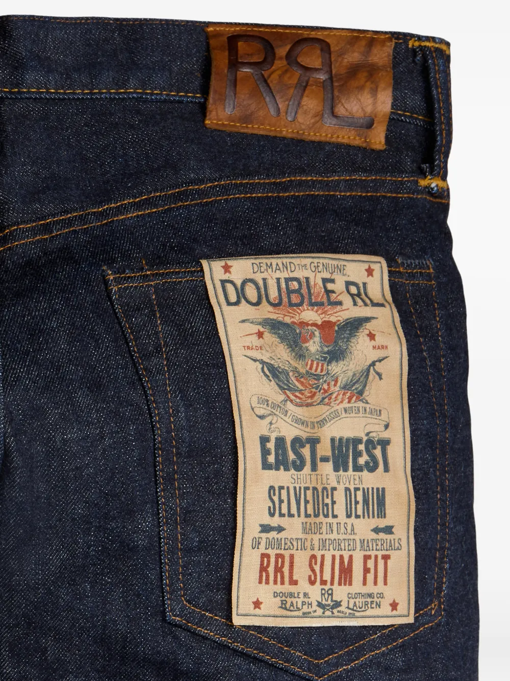Ralph Lauren RRL skinny jeans met afwerking Blauw