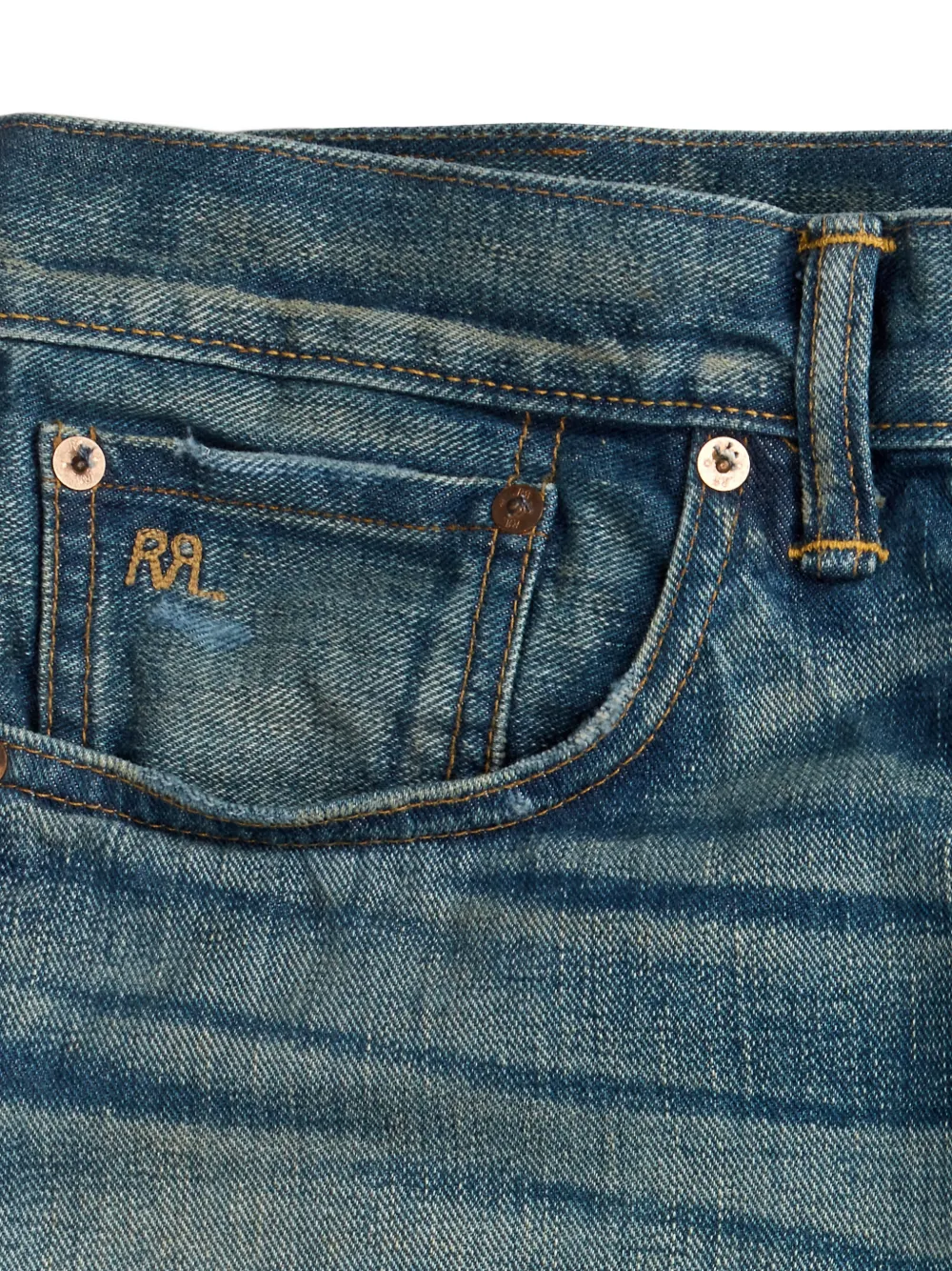 Ralph Lauren RRL Ridgway RRL gerafelde skinny jeans Blauw