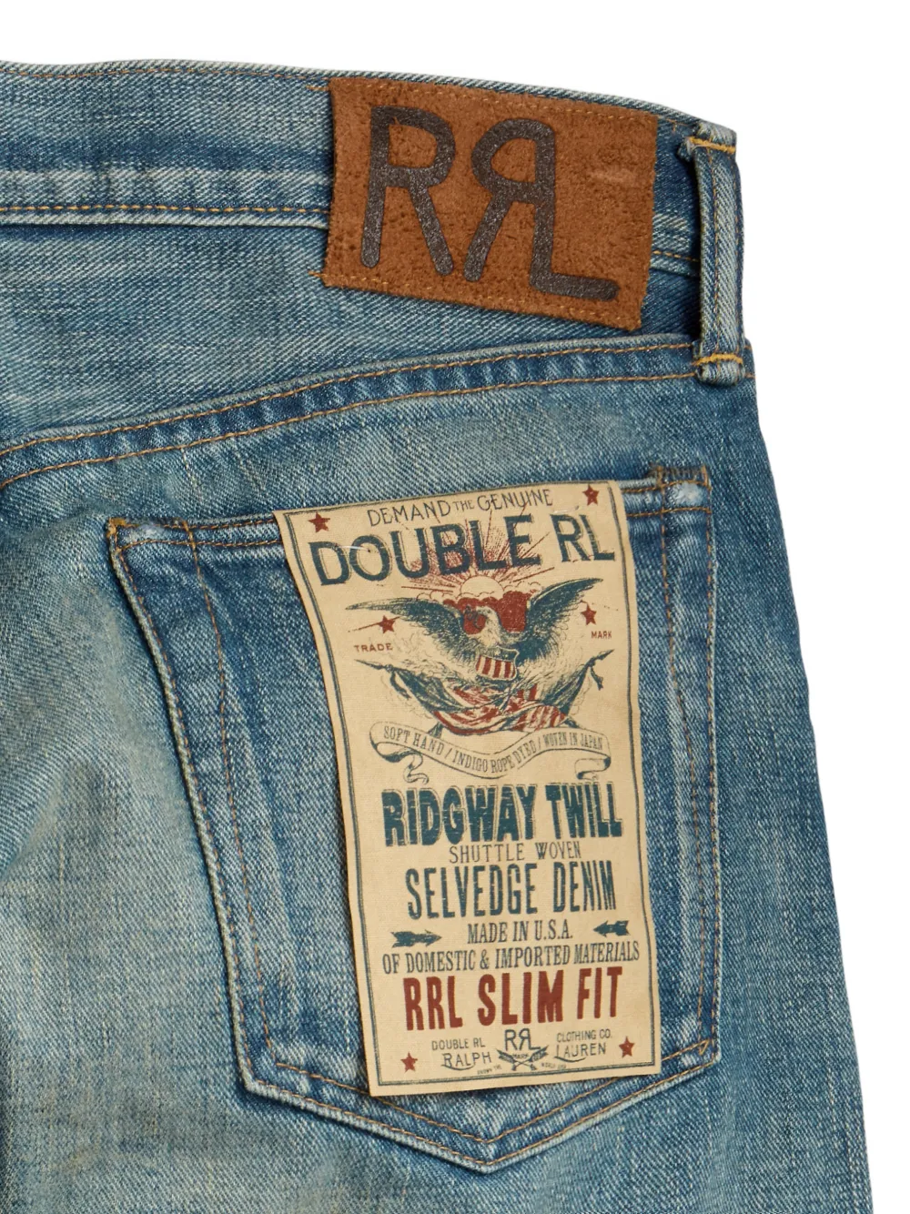 Ralph Lauren RRL Ridgway RRL gerafelde skinny jeans Blauw