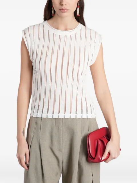 IRO Uzelie sheer-panelled sleeveless cotton top