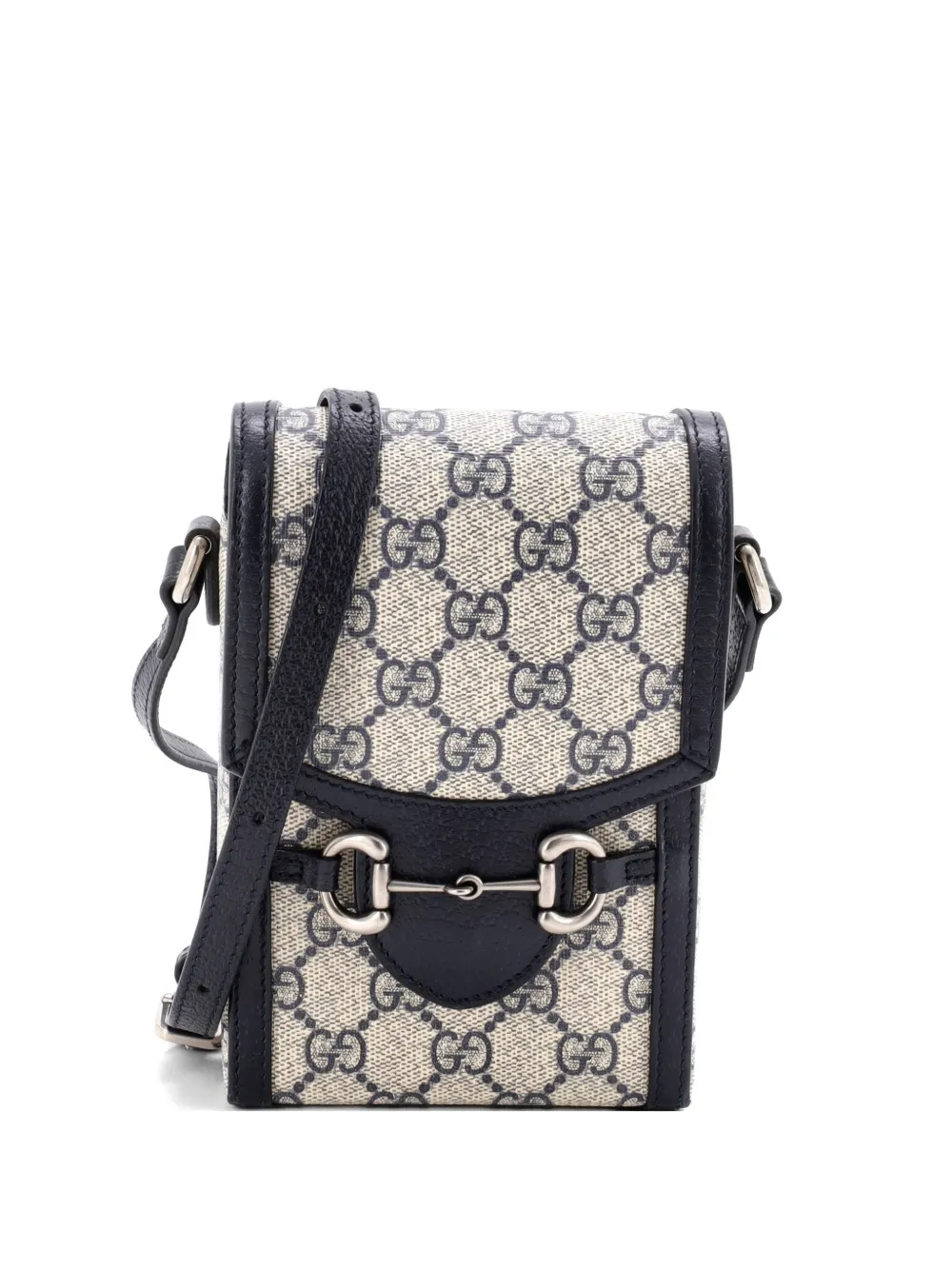 Gucci Pre-Owned Horsebit 1955 GG Coated Canvas with Leather Mini crossbody bag - Blu