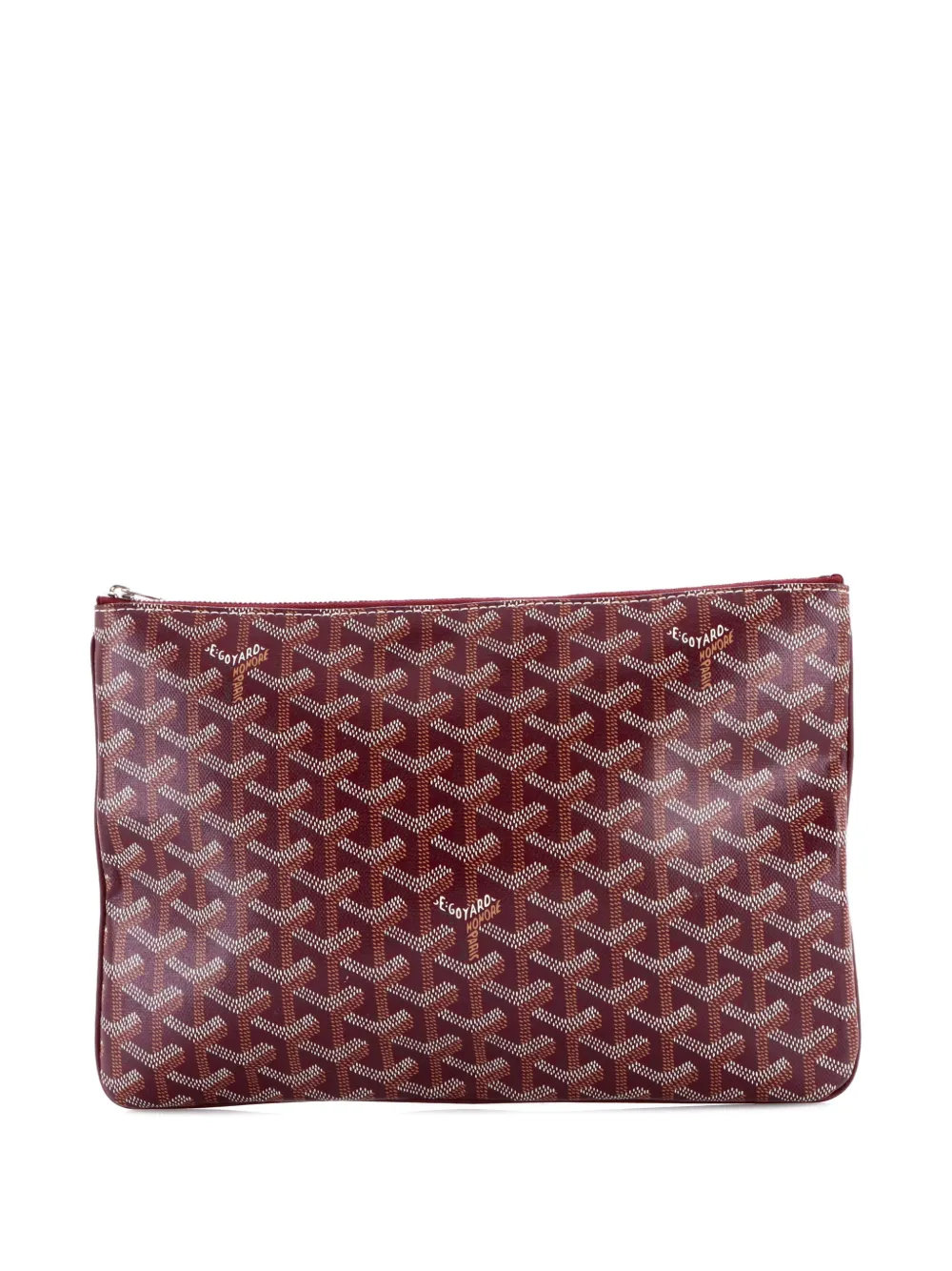 Pre-owned Goyard Senat Zip Coated Canvas Mm Pouch In Red