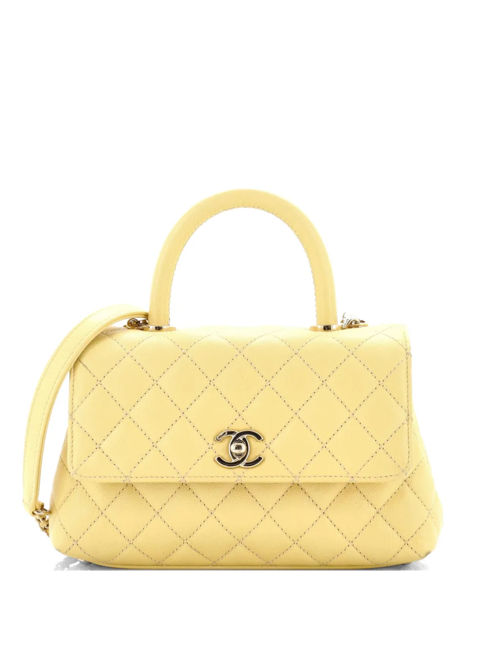 CHANEL Pre-Owned Coco Top Handle Bag Quilted Caviar Mini satchel - Giallo