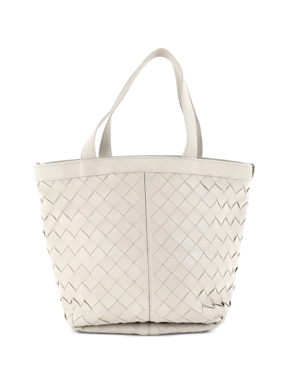 Bottega Veneta Pre-Owned Flip Flap Intrecciato Leather Small tote bag - Bianco