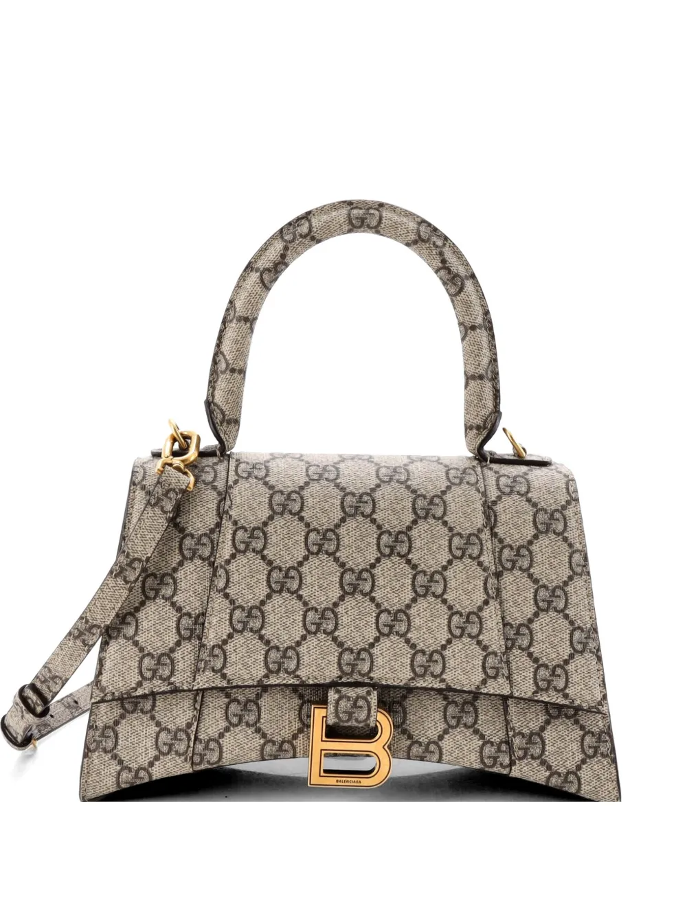 Gucci Pre-Owned x Balenciaga The Hacker Project Hourglass Top Handle Bag GG Coated Canvas Small shoulder bag - Marrone