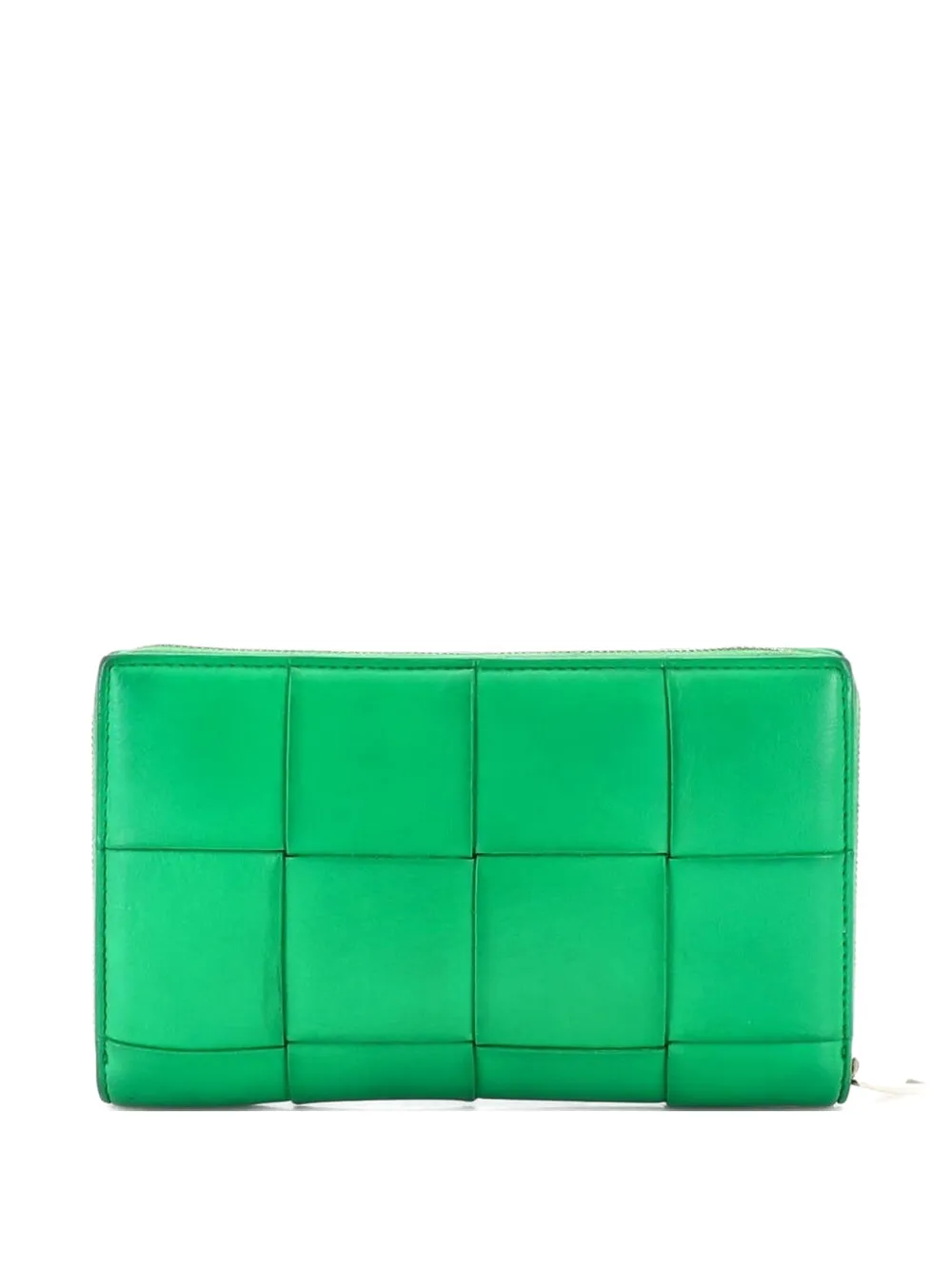  Bottega Veneta Pre-owned Cassette Zip Around Wallet Maxi Intrecciato Leather Long Small Wallets - Green 