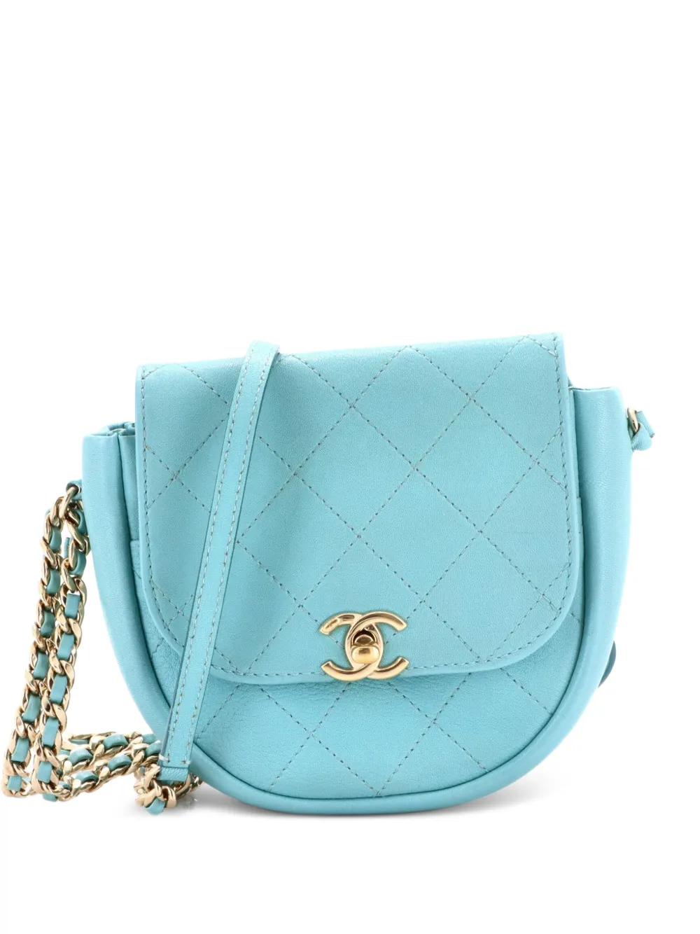 CHANEL Pre-Owned Casual Trip Messenger Bag Quilted Lambskin Mini crossbody bag - Blu