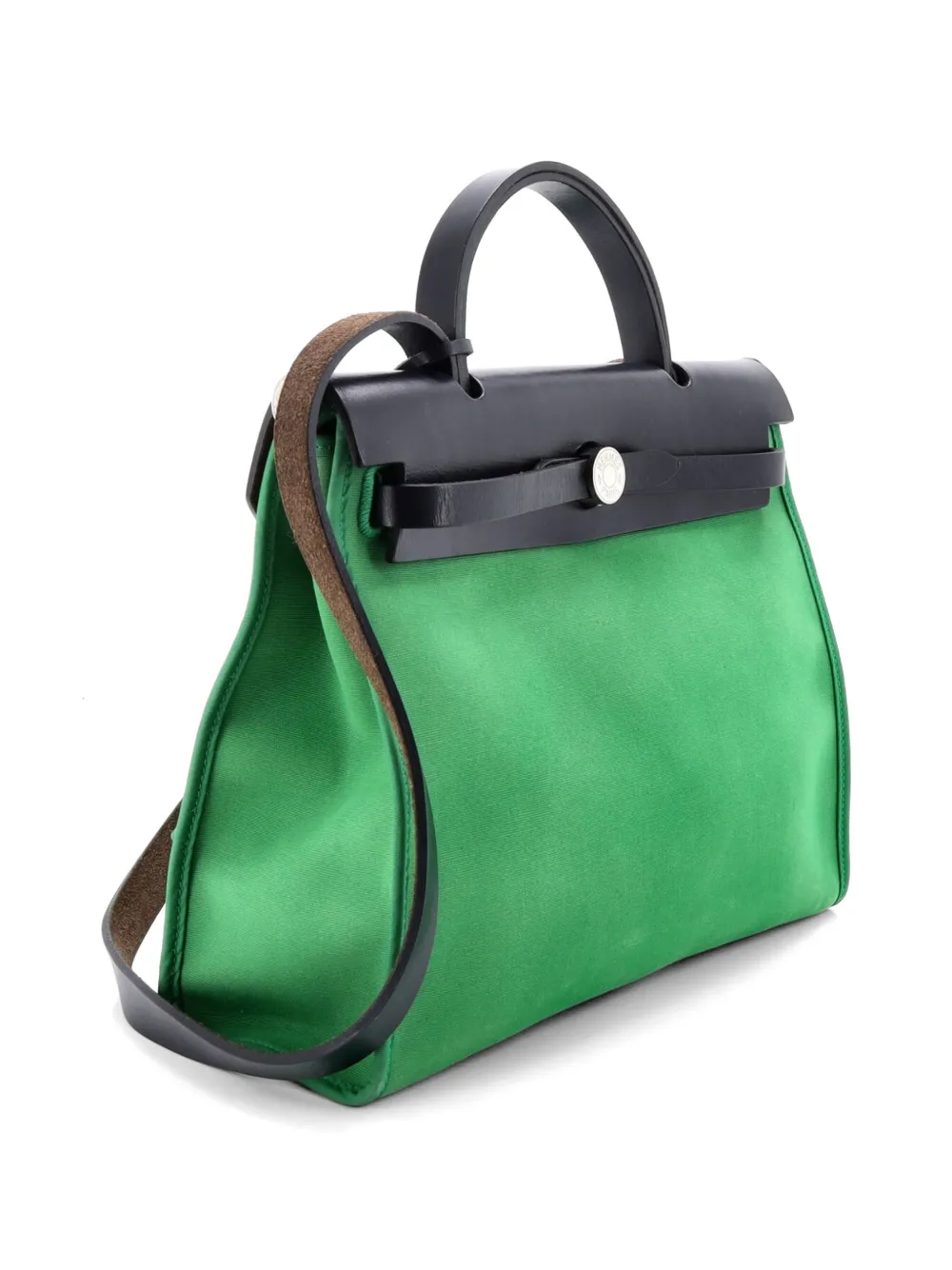 Hermès Pre-Owned Herbag Zip Leather and Toile 31 shoulder bag - Verde