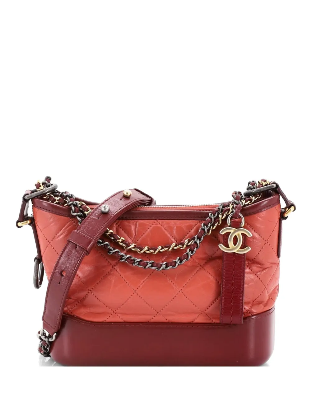 CHANEL Pre-Owned Gabrielle Quilted Aged Calfskin Small hobo bag - Rosso