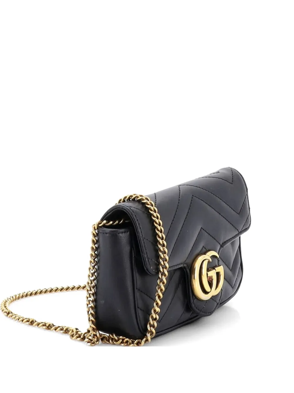 Gucci Pre-Owned GG Marmont Flap Bag Matelasse Leather Super Mini crossbody bag - Nero