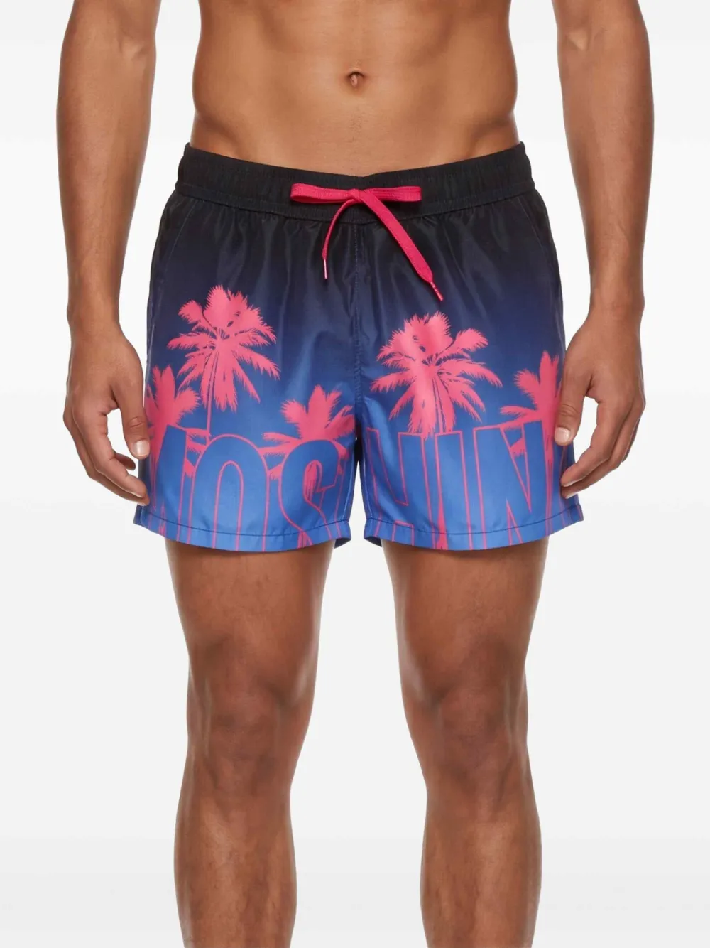 Moschino Zwembroek met grafische palmboomprint Zwart