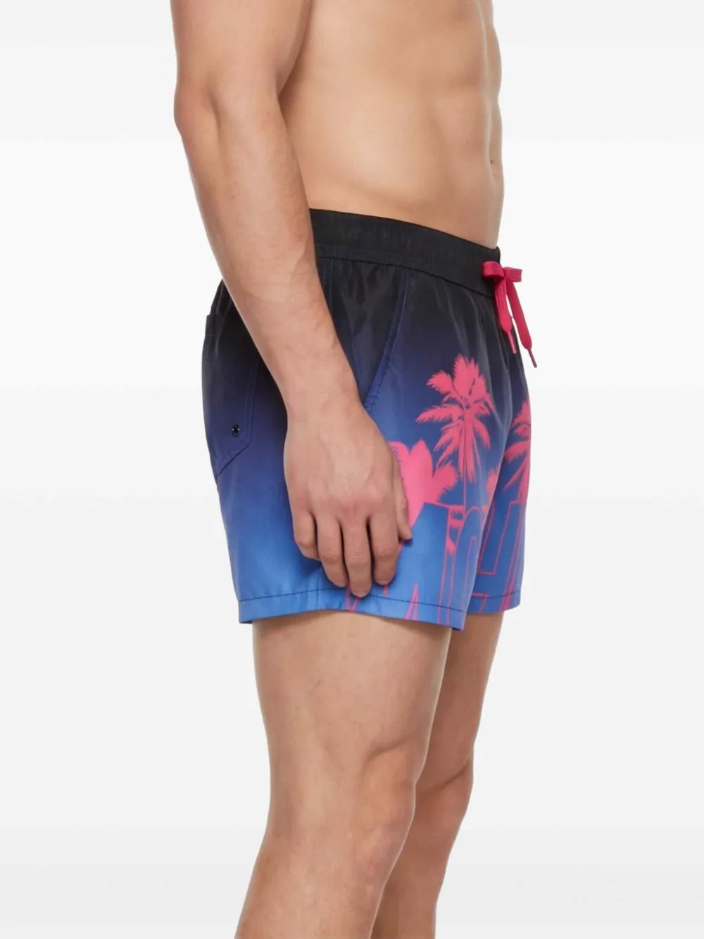 Moschino Zwembroek met grafische palmboomprint Zwart