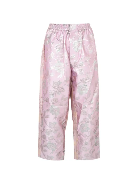 Biyan floral-jacquard straight-fit trousers