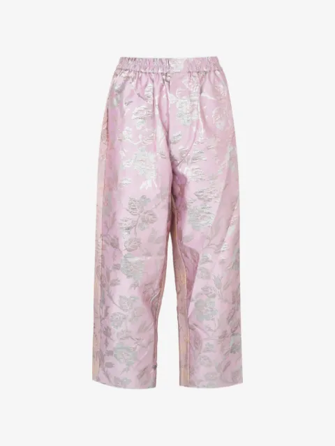 Biyan floral-jacquard straight-fit trousers