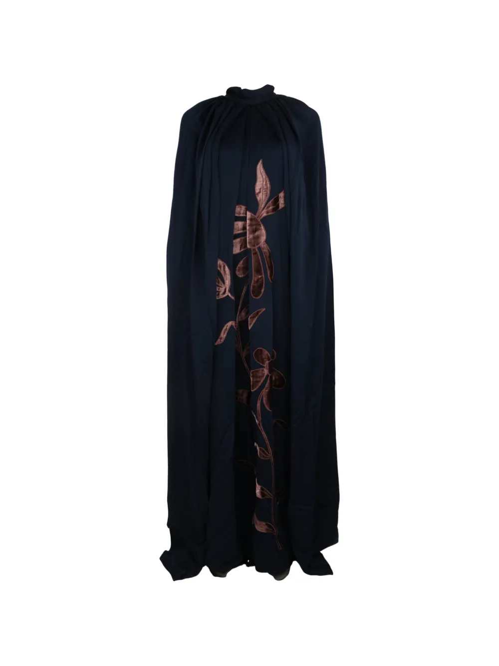 Biyan Indara velvet-appliqué cape dress - Blu