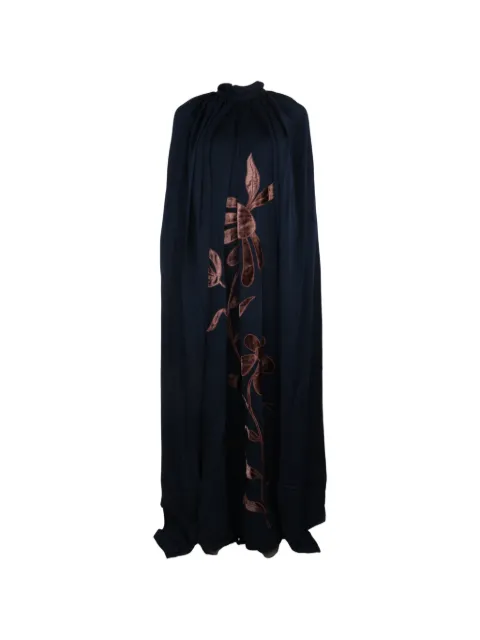 Biyan Indara velvet-appliqué cape dress