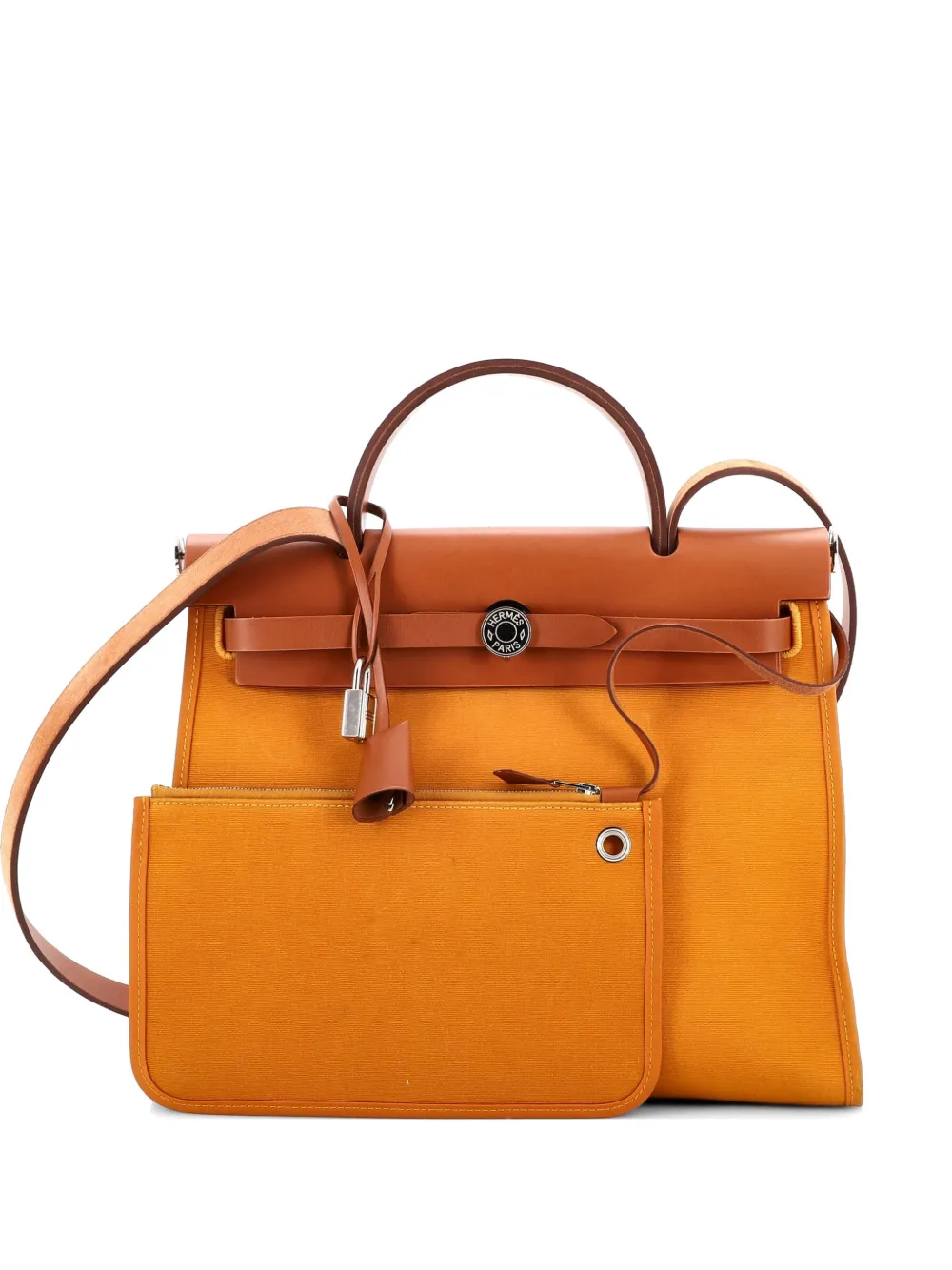 Hermès Pre-Owned Herbag Zip Leather and Toile 31 shoulder bag - Arancione