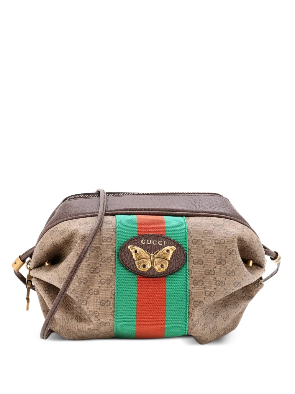 Gucci Pre-Owned Web Butterfly Candy Mini GG Coated Canvas crossbody bag - Marrone
