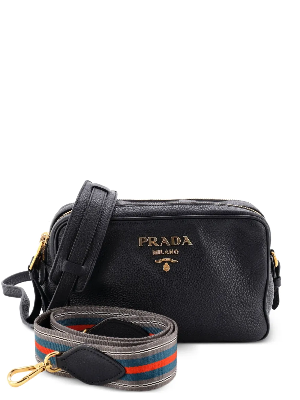 Prada Pre-Owned Dual Strap Double Zip Camera Bag Vitello Daino crossbody bag - Nero
