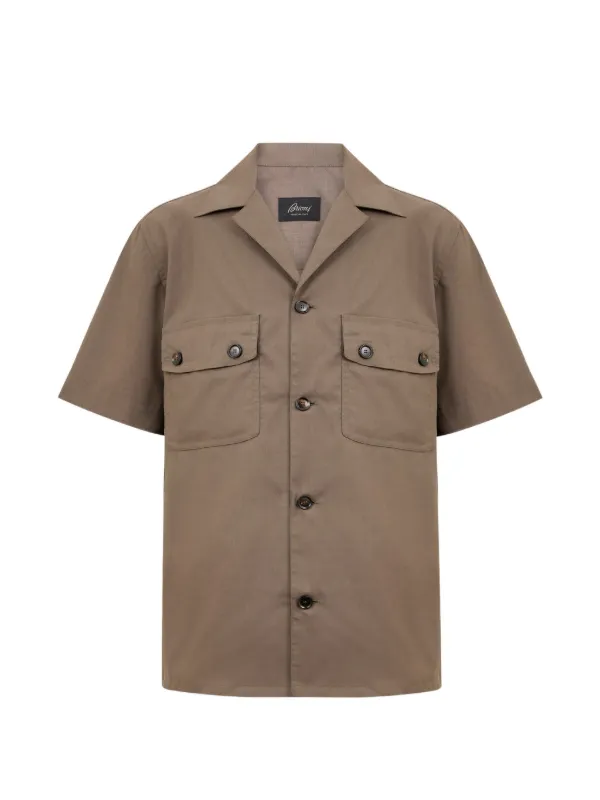 Brioni Vagabond Short-sleeved Overshirt in Brown
