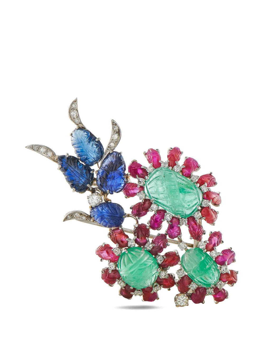 LB Exclusive floral-motif multi-stone brooch - Argento