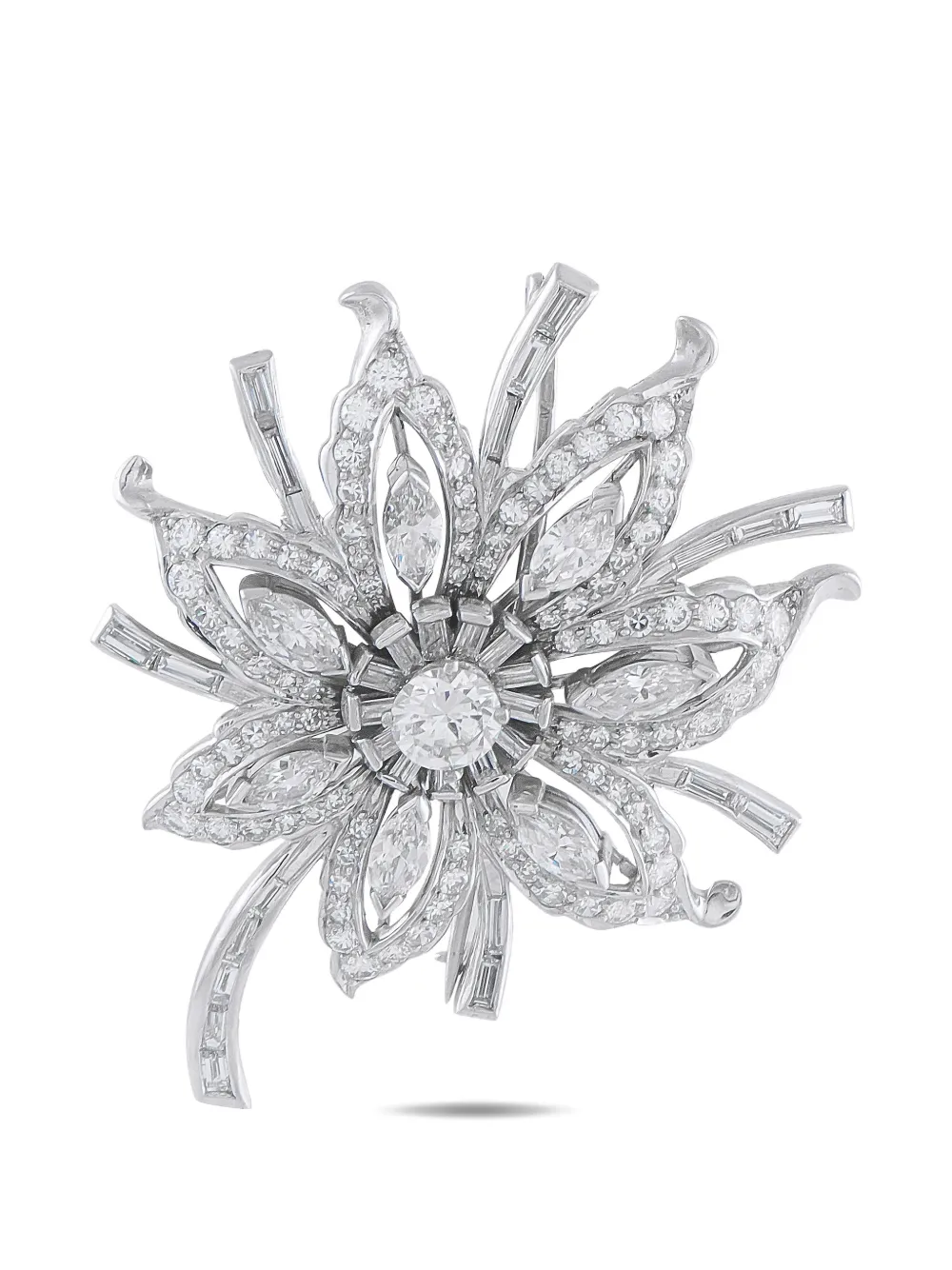 LB Exclusive floral-motif diamond brooch - Silber
