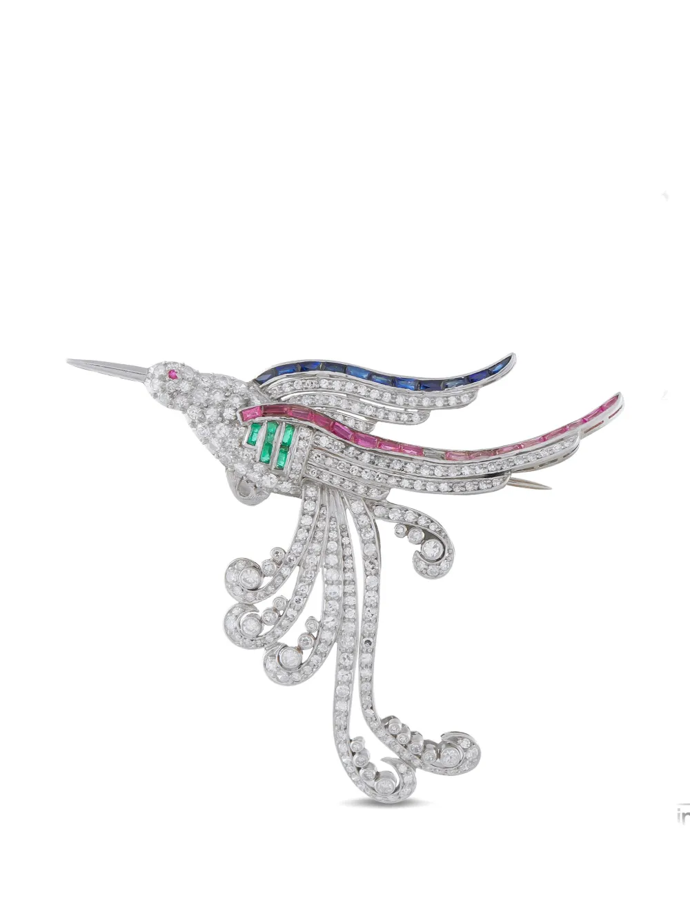 LB Exclusive bird-motif multi-stone brooch - Argento