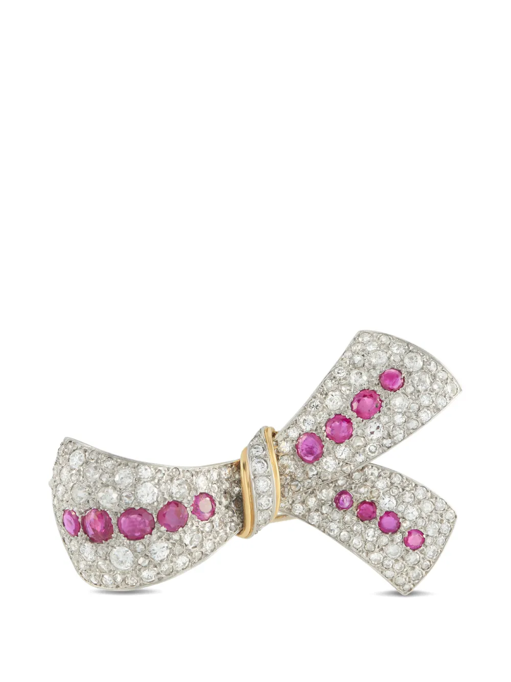 LB Exclusive bow diamond and ruby brooch - Argento